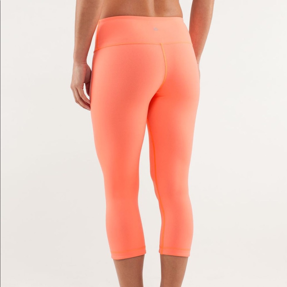 Lululemon Wunder Under Grey/Orange Cropped Legging